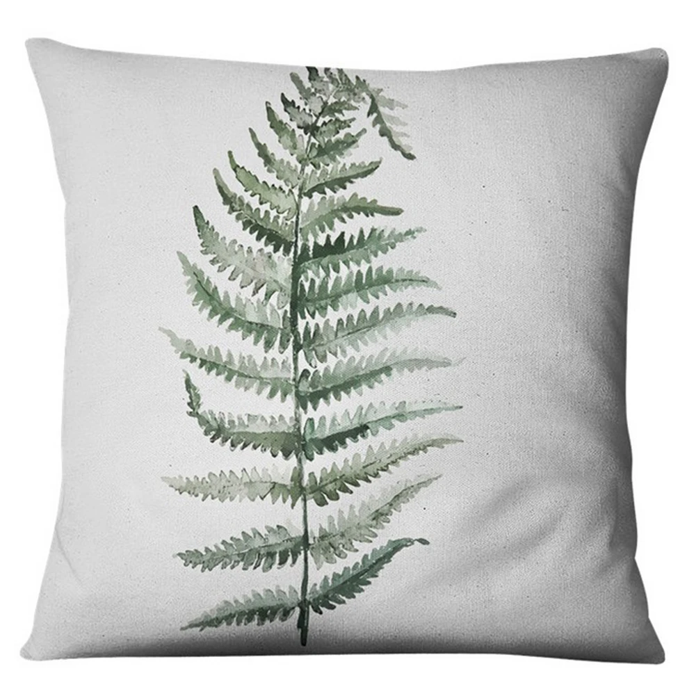 

Soft Linen Pillowcase Car Cushion Cover Green Plant Printing Pillow Case Home Sofa Chair Seat Decorative