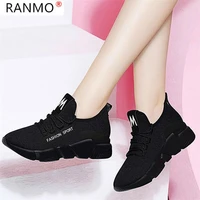2020 spring new women vulcanize shoes fashion breathable lightweight walking mesh lace up flat casual shoes sneakers women t56