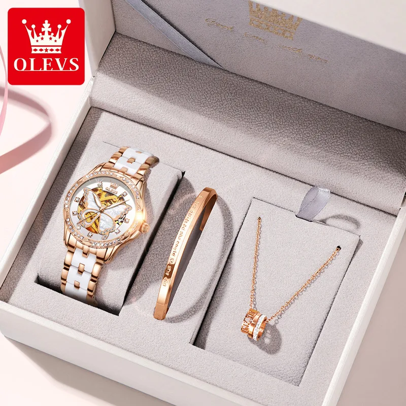 

Birthday Gift Box Set Fully Automatic Mechanical Watch Room Ceramic Watch Female Watch Lady