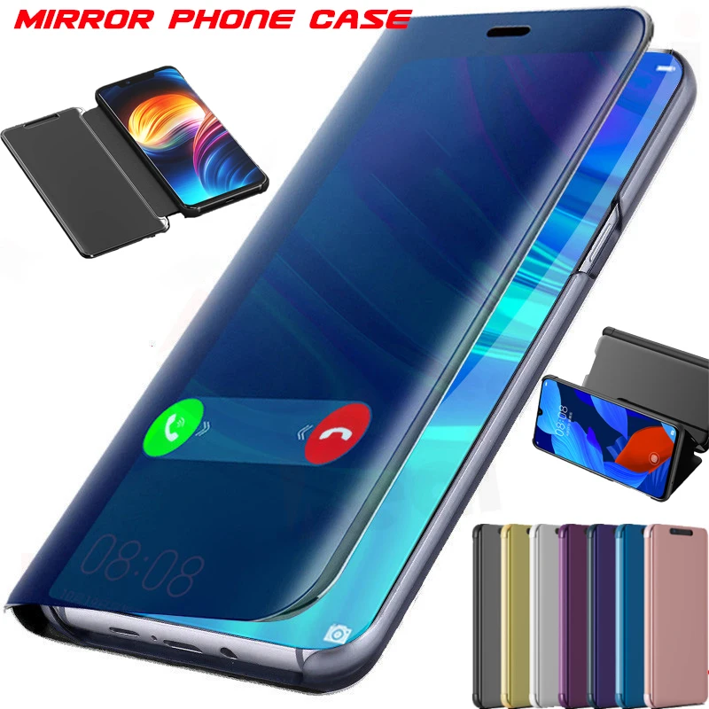 Смарт-чехол с зеркальной поверхностью для huawei Y6 Y9 Prime Y6 Pro Y5 Y6 Y7 Y9 Y7 Prime Y5 Y6 Y9 Nova 5 5i Pro 2 2i 3i 3e 4 4e Lite Полное покрытие