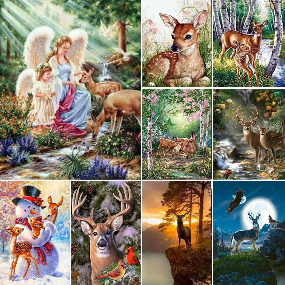 

5D DIY Diamond Painting Sika Deer Rhinestone Painting Full Diamond Embroidery Picture Mosaic Home Decoration Inlaid Beaded Gift