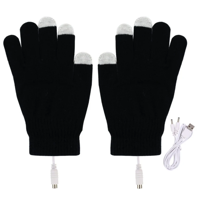 

29EF 1 Pair USB Heated Gloves for Men Women Knitting Heating Mittens Hands Warmer Touch Screen Gloves Windproof Cycling Outdoor