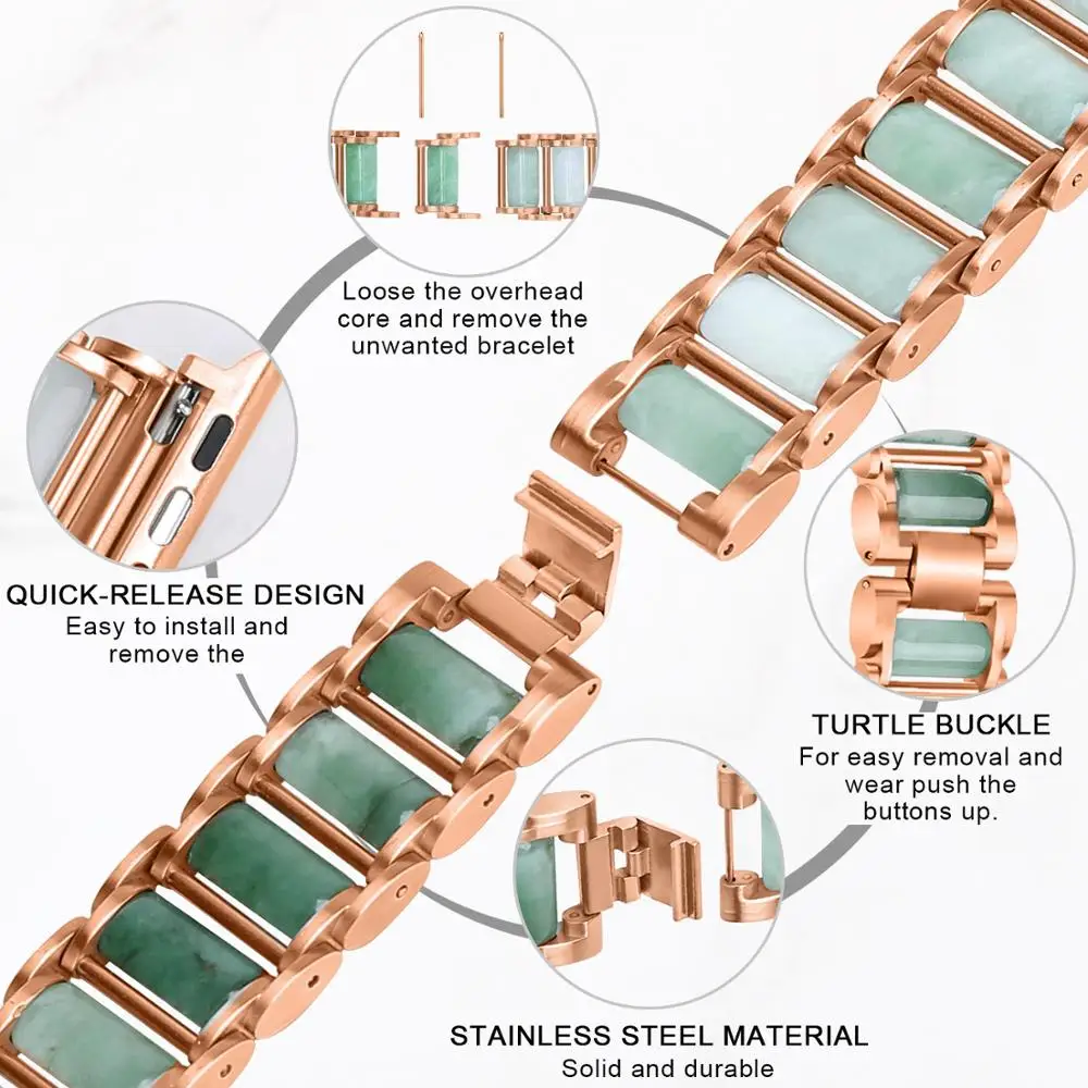 Металлический Изумрудный браслет для Apple Watch Band Series 5 4 3 2 1 люксовый ремешок из