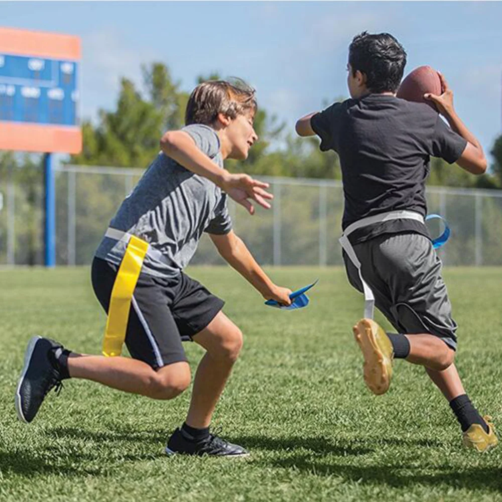 

8 Pcs American Football Waist Belt Type Flag Rugby Training Ribbon Game Streamer Label Webbing Sign with 4 Dish Plate Cone Obsta