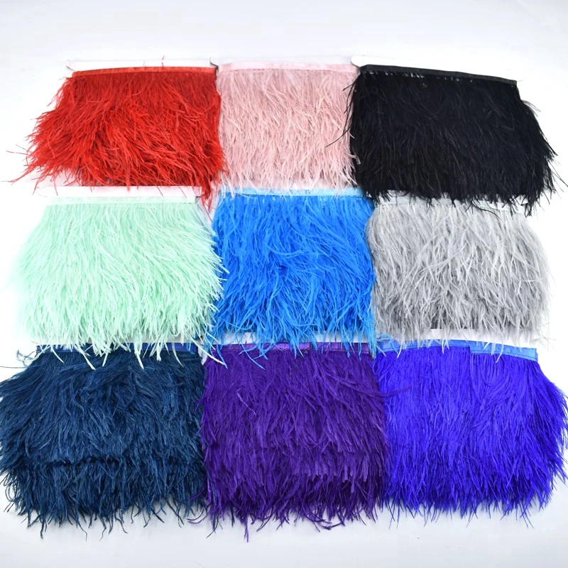 

Wholesale 5-10meters/Lot Ostrich Feather Trims Width 8-10cm Feathers For Crafts Ribbon Clothing Accessories Wedding Decoration