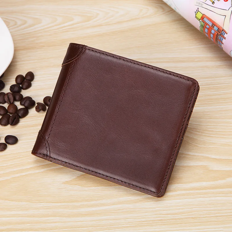 

Cow Leather Men Wallets with Coin Pocket Vintage Male Purse Function Brown Genuine Leather Men Wallet with Card Holders