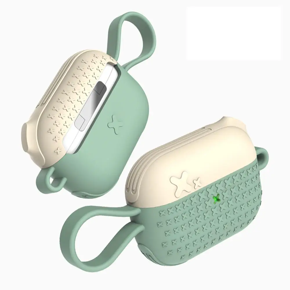 Защитный чехол для наушников AirPods Pro силиконовый с портативным ремешком на