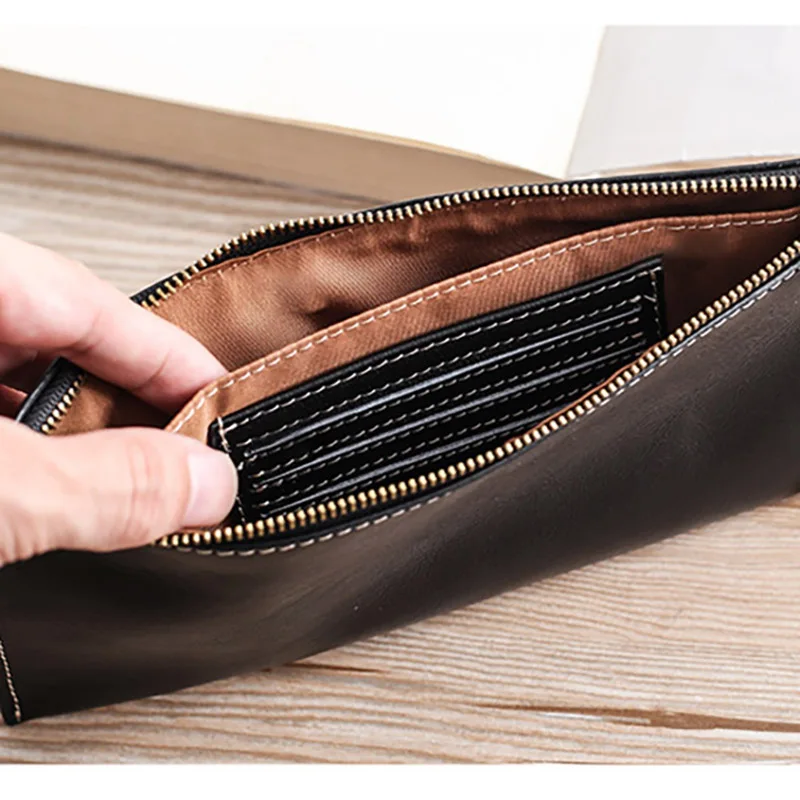 AETOO мужской кожаный кошелек длинный ультра-тонкий чехол для мобильного телефона