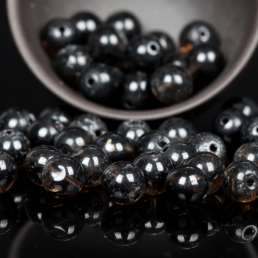 

Натуральные дымчатые кварцевые кристаллы, камень, круглые бусины россыпью, рандомный браслет ручной работы 4/6/8/10/12 мм