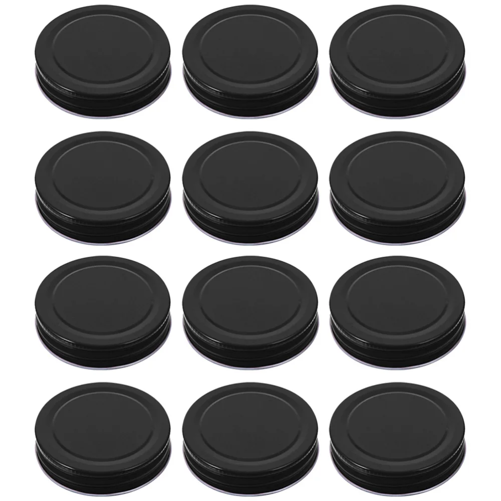 

16pcs Durable Sealing Caps Leakproof Tinplate Lids Covers (Black)