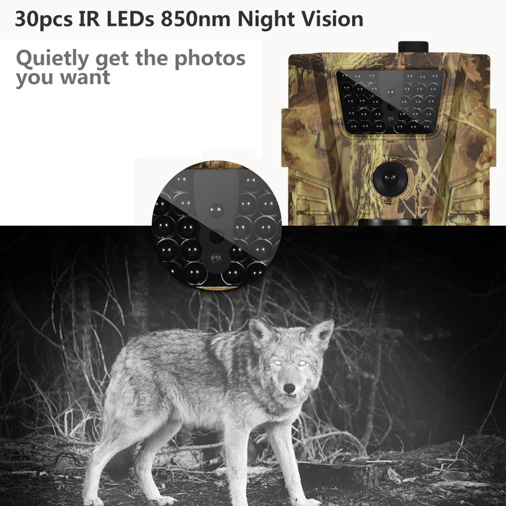 Охотничья камера 12MP 1080P 30LED 850nm IP54 Водонепроницаемая с углом обзора 120