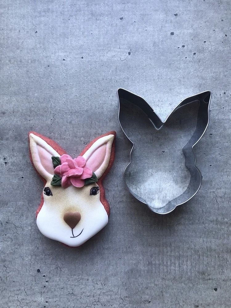 KENIAO Spring Easter Bunny Face Cookie Cutter 8.8*7.3cm Biscuit Fondant Pastry Sandwich Mold Stainless Steel Large Cooki | Дом и сад