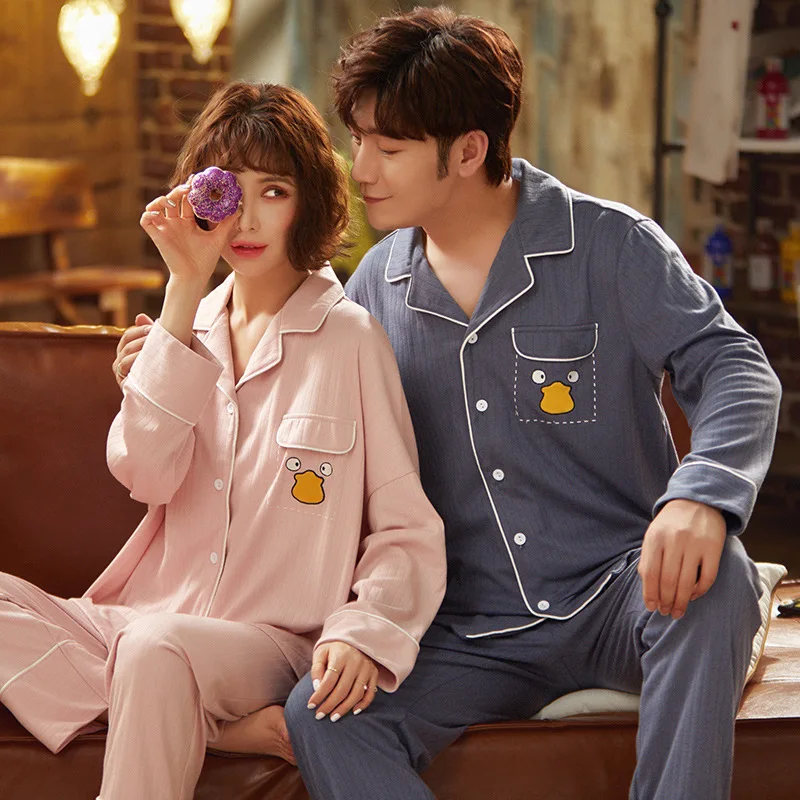 Full Length Sleepwear Long Sleeve Pants Couple Pajamas Set for Women Man Pijama Suit pijama feminino pijama hombre Freeship 2021