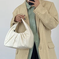 soft pu leather women small shoulder bags fashion design pleated ladies hobos underarm bag elegant female clutch purse handbags