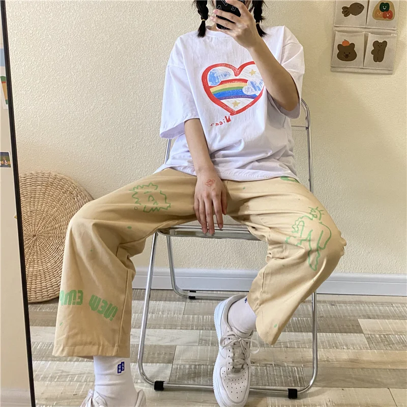 

Loose Straight Wide Leg Baggy Pants Women Trend Ruffian Versatile Original Vibe Pants Japanese Streetwear 2021 Pantalon Femme