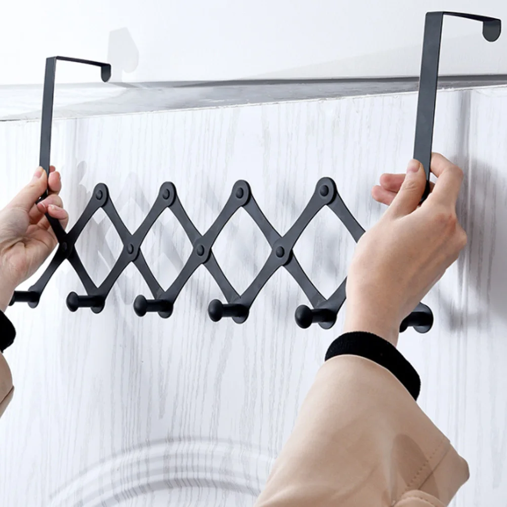 

Folding Over the Door Hook Hanger Expandable Stainless Steel Clothes Holder Rack for Living Room Bedroom Bathroom 4/5/6 Hooks