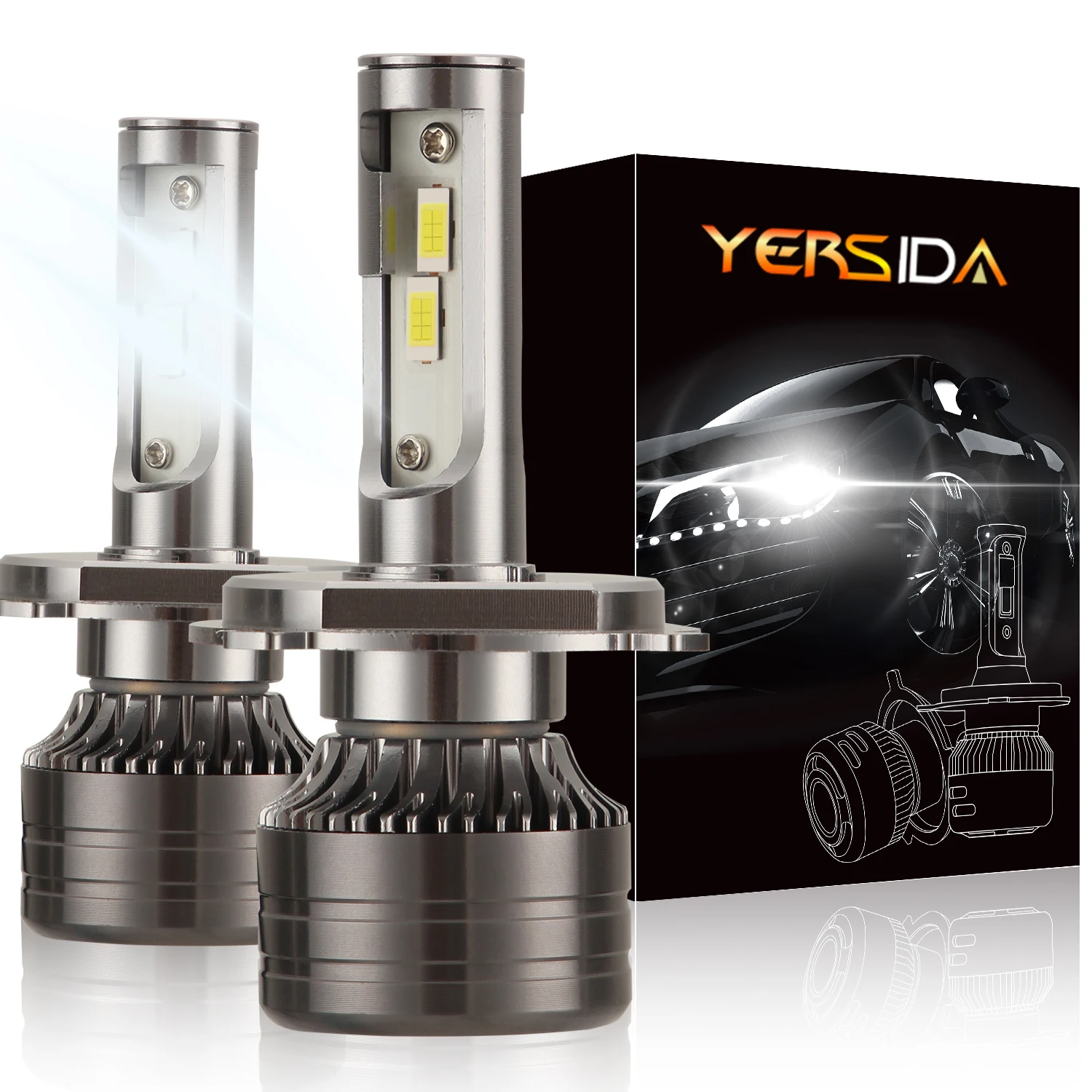 

YERSIDA LED H1 H7 H4 H8 H9 H11 9005 HB3 HB4 9006 LED bulb All sides h7 K7 60W led Auto car headlight lamp Headlamp 12V 24V