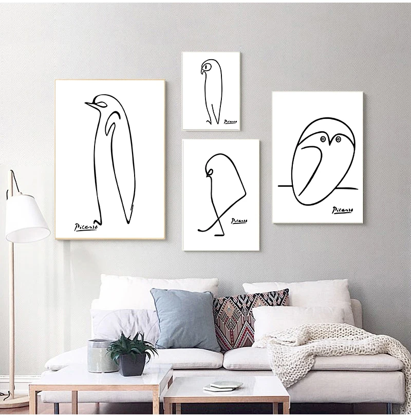 

Nordic Minimalist Picasso Animals Prints Line Drawing Canvas Art Painting Scandinavian Poster Wall Art Picture Home Decor