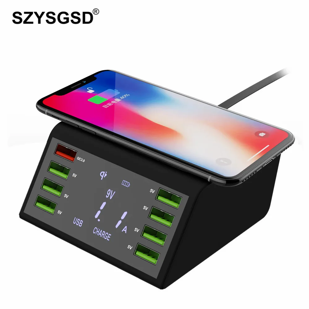 8 портов USB зарядное устройство 60 Вт Портативная Настольная умная зарядная