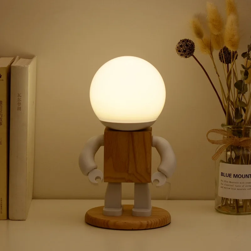 

Robot Night Light Nordic Modern Table Lamp Bedroom Personalized Decorative Light Simple and Warm Children's Bedside Lamp