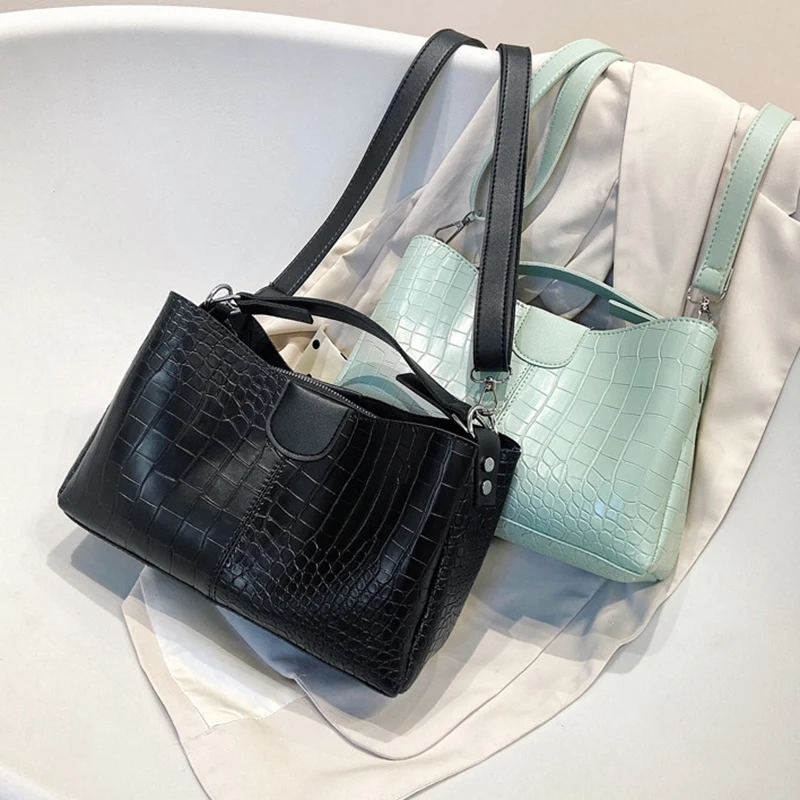 

Crocodile Pattern Women's Messenger Bag Fashion PU Leather Luxury Business Shoulder Bag Large Capacity Handbag