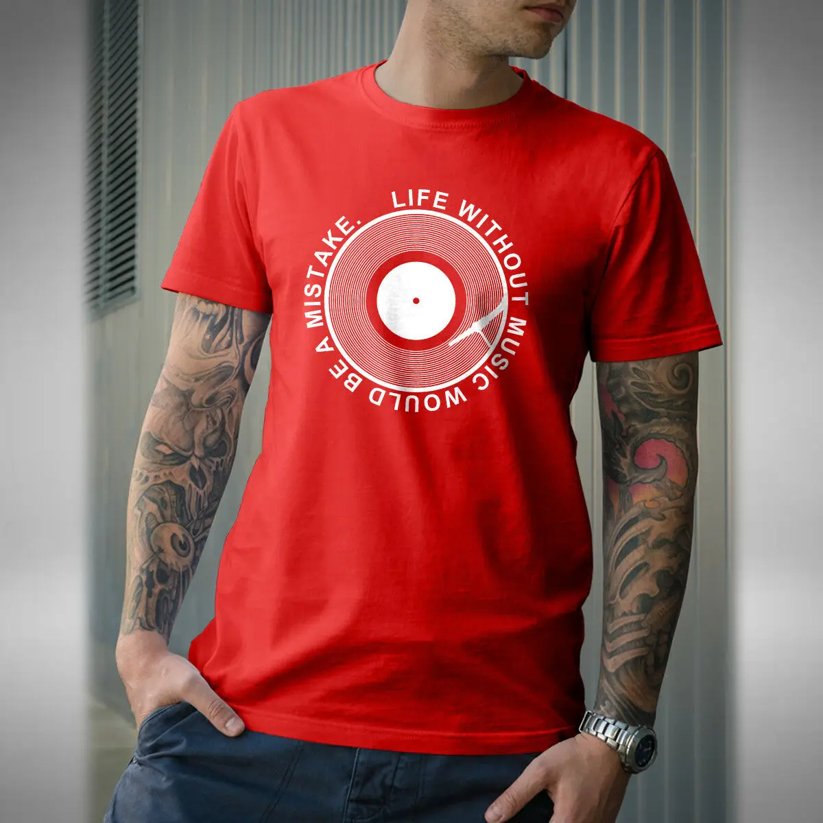 Жизнь без музыки будет ошибка Мужская футболка виниловая запись дом