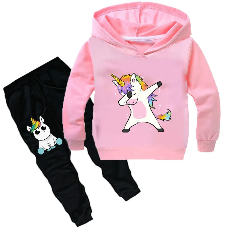 

Baby Boys Girls Unicorn Sport Clothing Set Boy Sets Hoody Sweatershirt Pants Toddler Kids Clothes Children Causal Thin Tracksuit