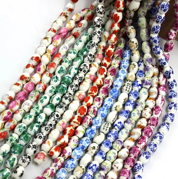 

Овальные керамические бусины 8*10 мм 50 шт./лот для изготовления ювелирных изделий, ожерелий, браслетов, Симпатичные свободные бусины, аксессу...