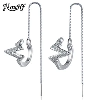 jyouhf new fashion long chain tassel earrings for women trend 925 sterling silver wave design crystal drop earrings jewelry gift