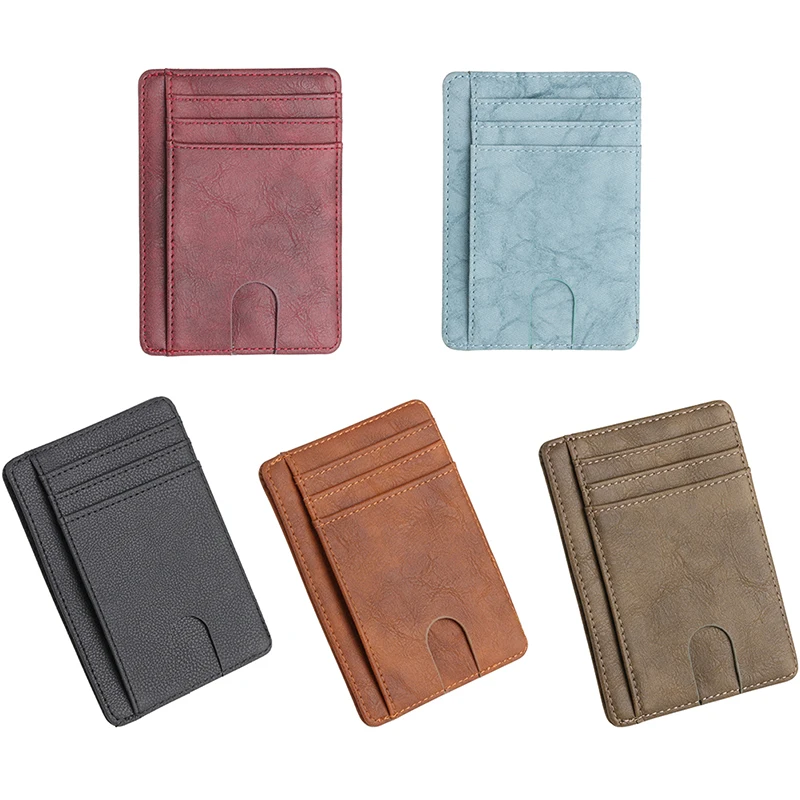 Мужские блокировки радиочастотной идентификации тонкий кожаный бумажник зажим