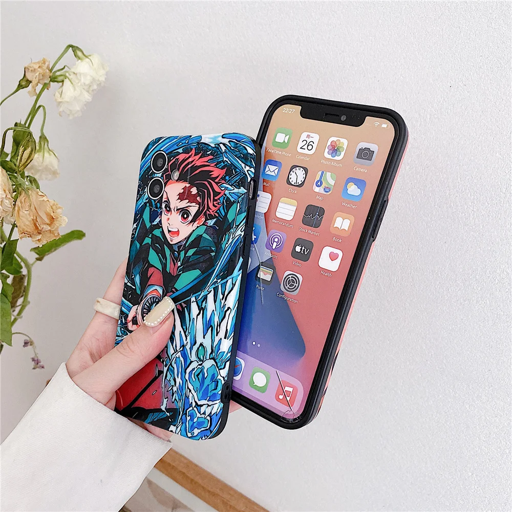 hot deals japan anime demon slayer kamado nezuko phone case for iphone 12 11 pro max 7 8 plus xr x xs max se2020 cute soft cover free global shipping