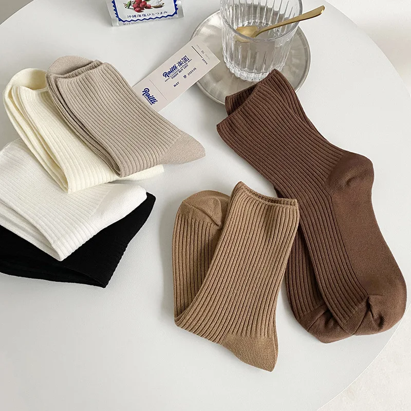 

Women's Cotton Loose Socks Fashion Casual High Quality Breathable Solid Color Knitting Sock Calcetines Mujer Skarpetki Woman