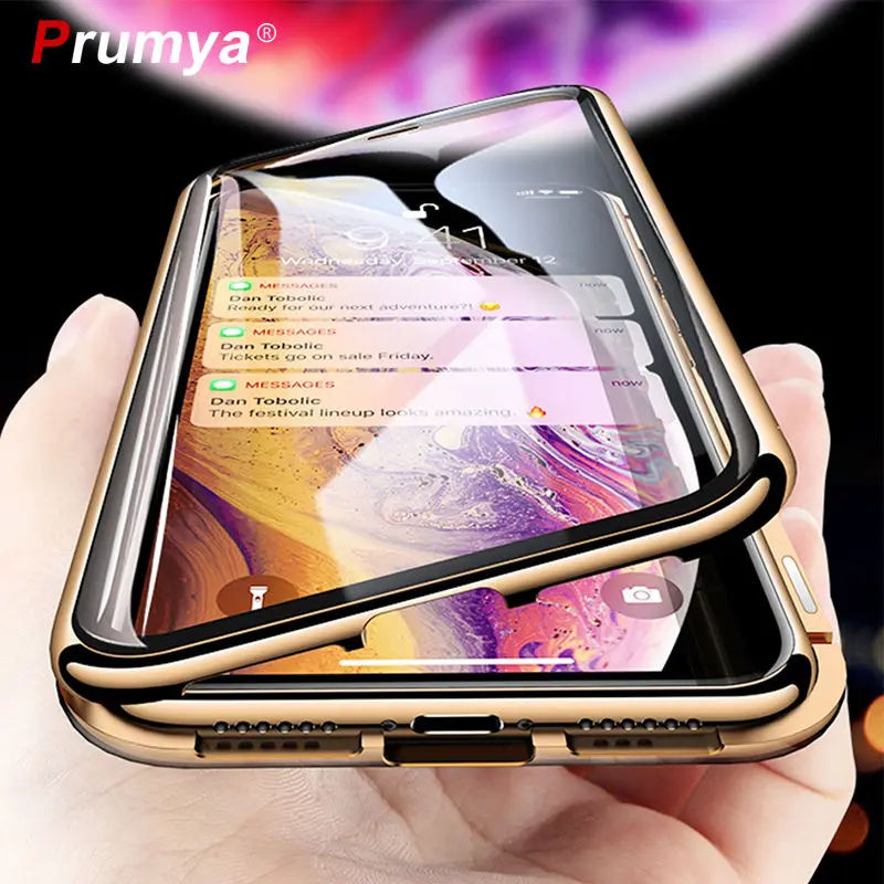 Металлический магнитный адсорбционный чехол для iPhone XS MAX X XR 6S Plus двухсторонний