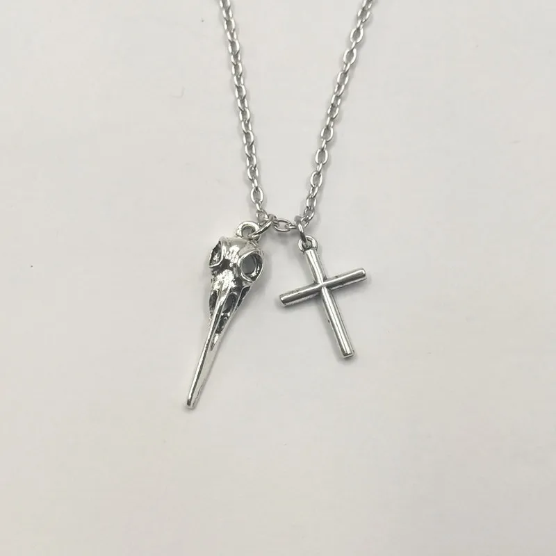 Подвеска в виде головы птиц с крестом и черепом ожерелье-цепочка Wicca языческие