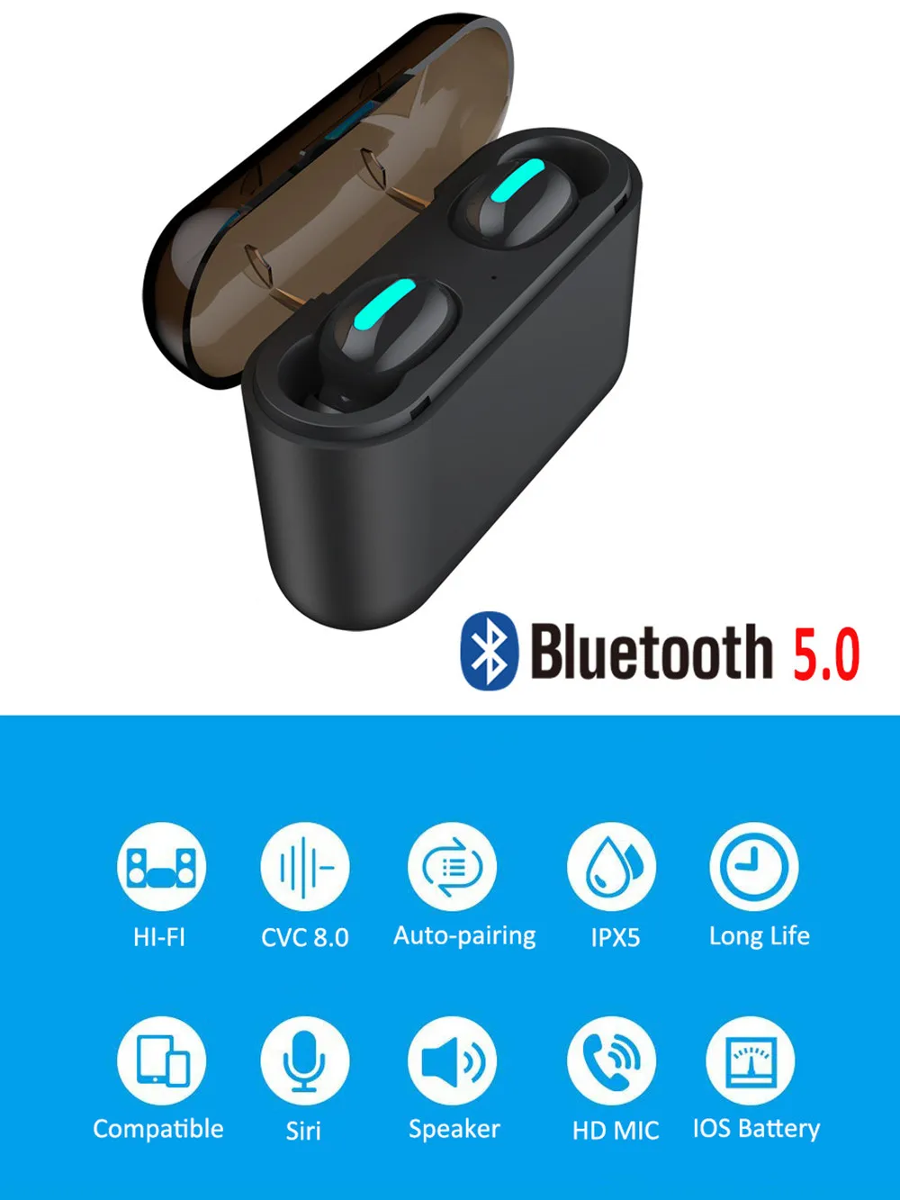 Bluetooth 5,0, наушники, TWS, беспроводные наушники, наушники с громкой связью, спортивные наушники, музыкальная гарнитура для телефона Android ios