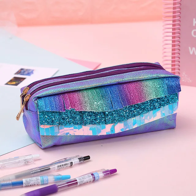 Purple lines Пенал cartucheras para lapices escolares канцелярские принадлежности piornik школьные принадлежности кавайи Лапиз лазер большой kalem kutusu etui - Цвет: Purple lines