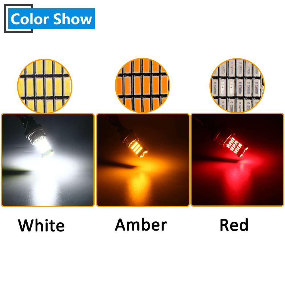 2 шт. Canbus 1156 1157 T20 7440 7443 3156 3157 4014 45 SMD Янтарный красный белый авто светодиодный