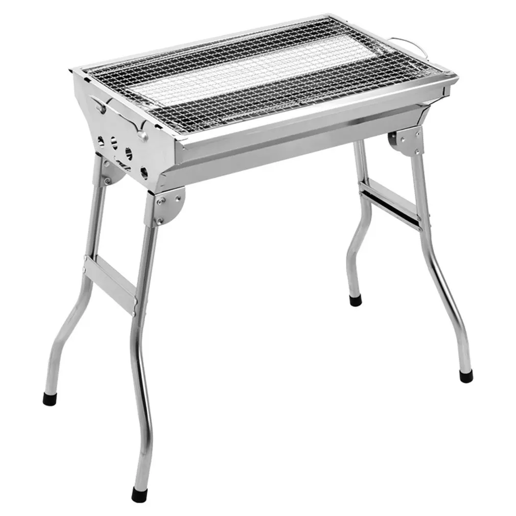 

BBQ Grill Barbecue Baking Stainless Steel Charcoal Grill Barbecue Tool Portable Free Installation Handle Folding Cooking Grid