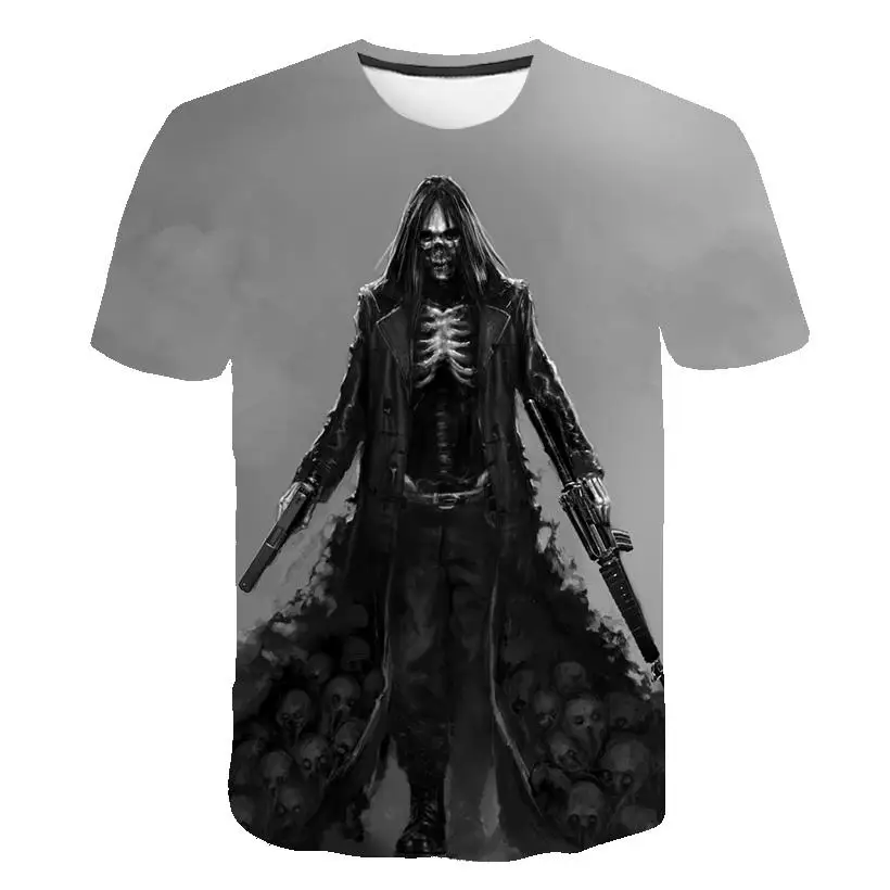 Футболка мужская с 3D-принтом черепа тенниска в стиле панк рубашка рисунком