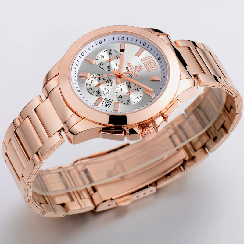 Часы MEGIR женские кварцевые со стальным хронографом брендовые люксовые