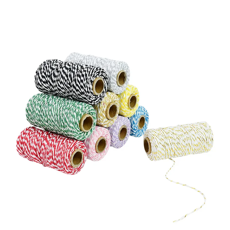 

100M*2mm Twisted-Cord Cotton Rope Double Color Twine Macrame Cord String for Party Home DIY Gift Wrapping Scrapbooking Supplies