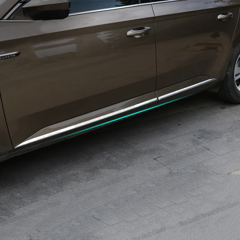 

Lsrtw2017 кромкооблицовочная полоса автомобильной двери для Skoda Superb Octavia A7 2015 2016 2017 2018 2019 2020 аксессуары для интерьера хромированные автомобильны...