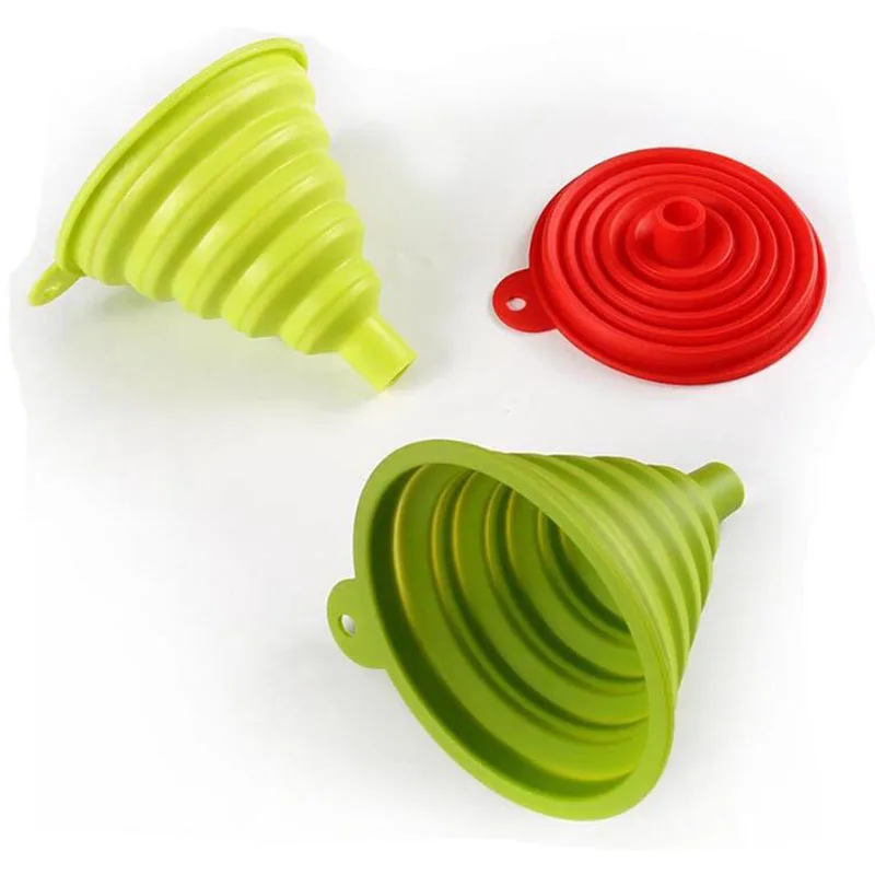 1 шт. утолщенная Пищевая силиконовая складная телескопическая Воронка для