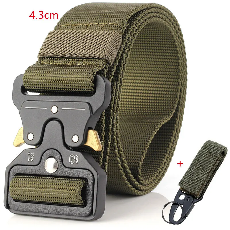 army green4.3 1hook Тактический ремень нейлоновый военный поясной ремень с металлической пряжкой сверхмощный тренировочный поясной ремень Охотничьи аксессуары 125 см 135 см регулируемый - Цвет: army green4.3 1hook