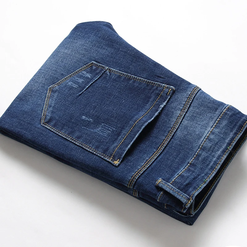 

Foreign Trade Men's Slim Metal Jewelry Personality Slim Straight Jeans Wear Out Cat Scratch Fashion Jeans Men