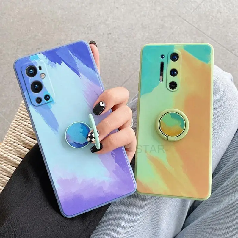 square ring holder phone case for oneplus 9 9r 8 pro 8t nord 2 5g silicone stand cover on one plus oneplus9 nord2 oneplus8 9pro free global shipping