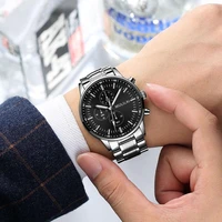 new fashion high quality men quartz watch stainless steel waterproof watch date business luxury male clock relogio masculino