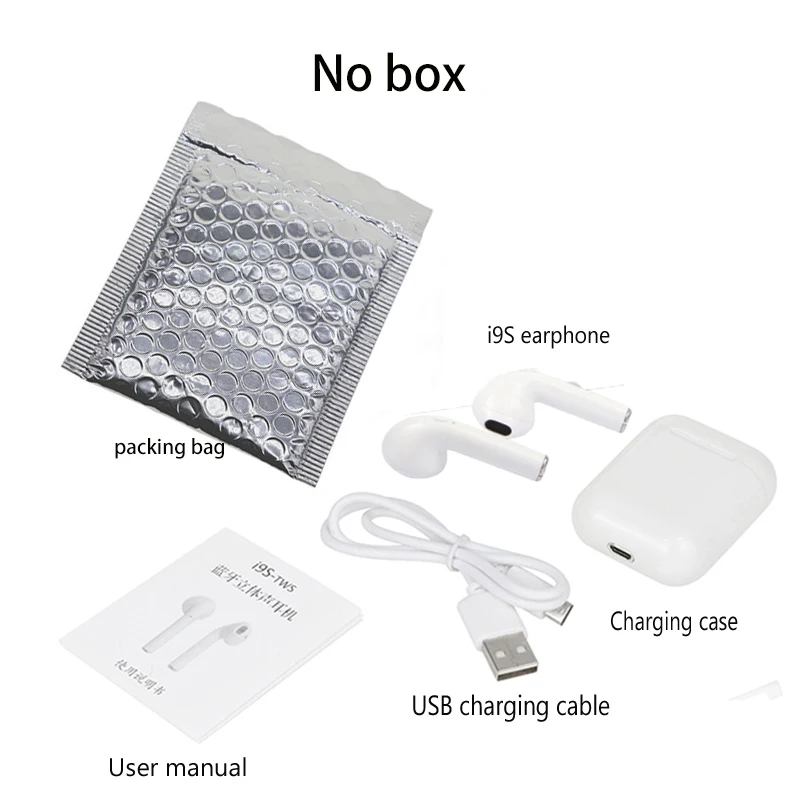 i9s No Box I9s tws Bluetooth наушники, мини наушники, беспроводные наушники, Спортивная гарнитура с зарядным устройством, микрофон для смартфона - Цвет: i9s No Box