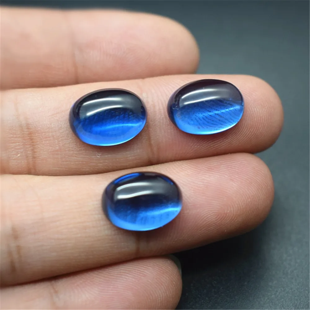 Овальный кабошон Ocean Blue Spinel гладкая полированная поверхность форма яйца синяя
