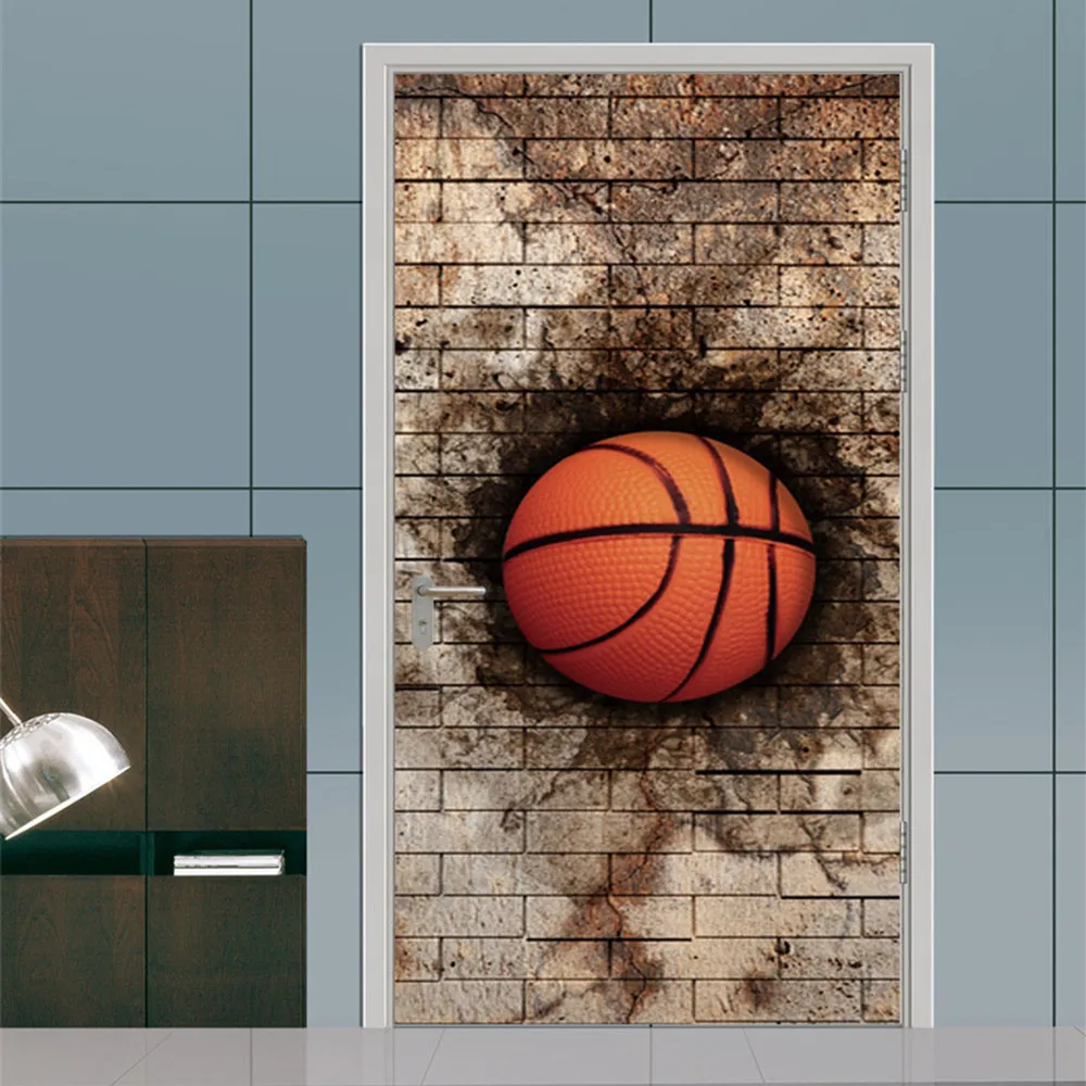 77x200 см 3D кирпичная стена баскетбольная дверь наклейки для гостиной спальни ПВХ